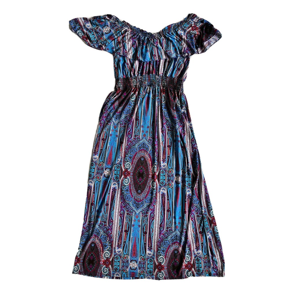 Lapogee Maxi Dress Womens Plus Size 2X Empire Waist Short Sleeve V-Neck Boho